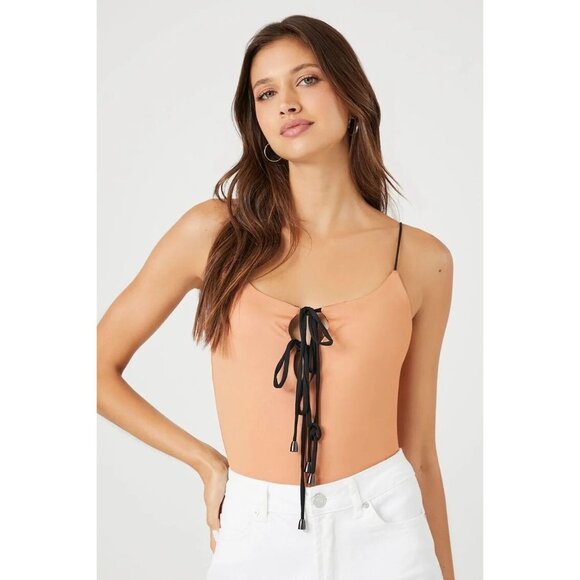 NWT FOREVER 21 Contour Reversible Bodysuit Size S Color Black /Toasted Almond - Picture 3 of 10